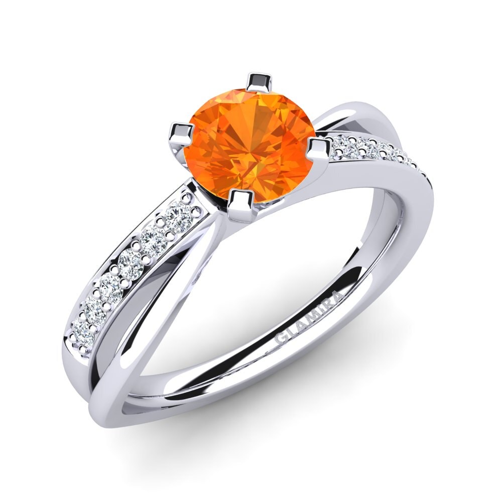 Orange Sapphire Engagement Ring Viviette 0.8 crt