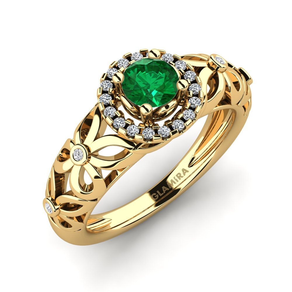Émeraude (créée en laboratoire) Bague de fiançailles Vivyan