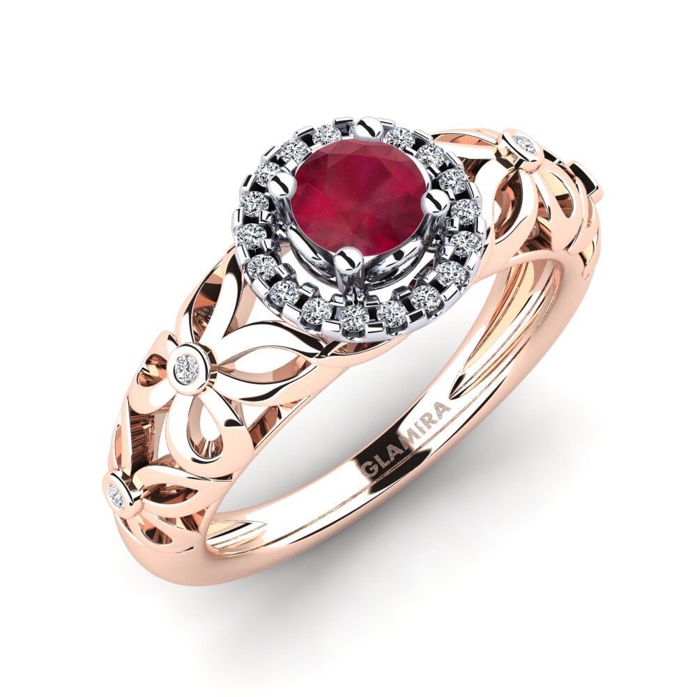 9ct White & Rose Gold Ruby Engagement Ring Vivyan