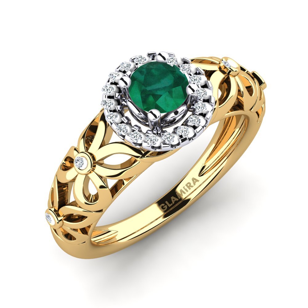 14ct White / Yellow Gold Emerald Engagement Ring Vivyan