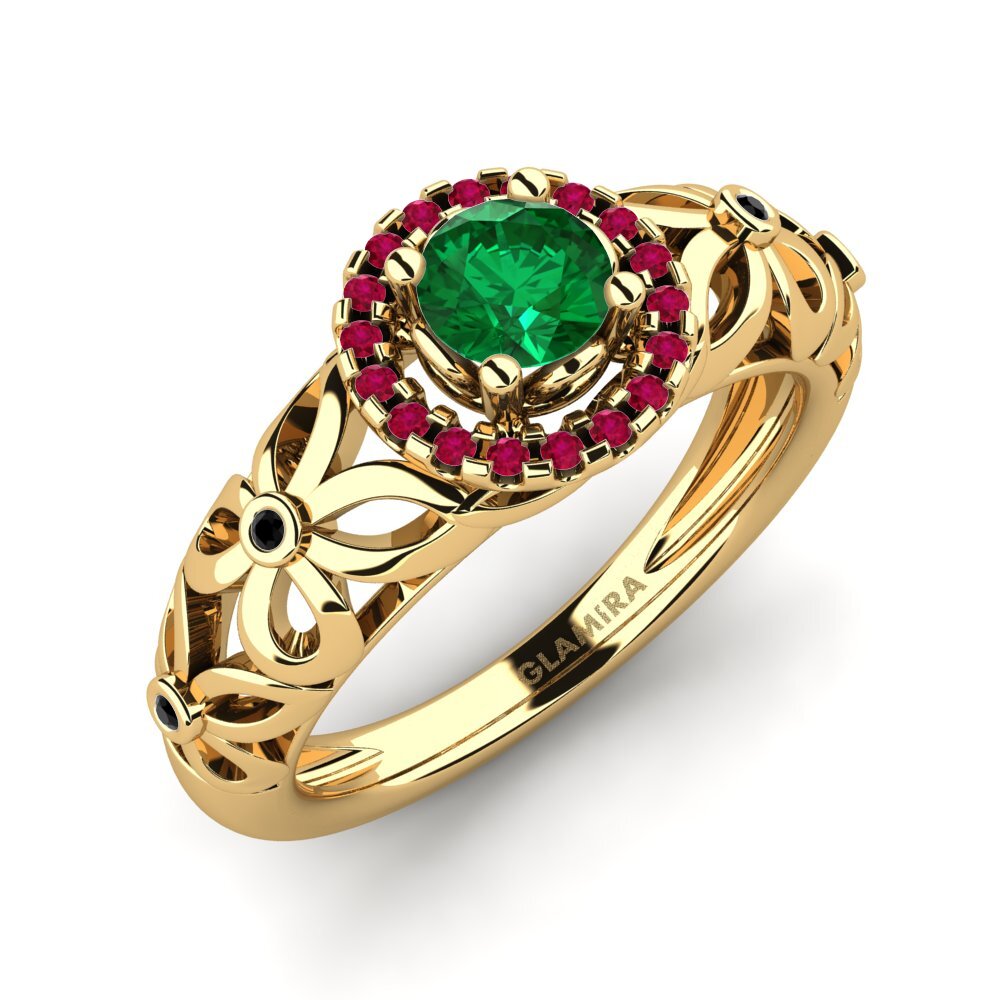 Esmeralda (creada en laboratorio) Anillo de compromiso Vivyan