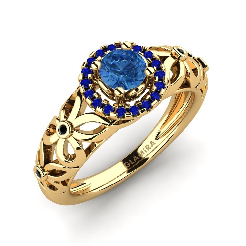 Dark Blue Zirconia Engagement Ring Vivyan