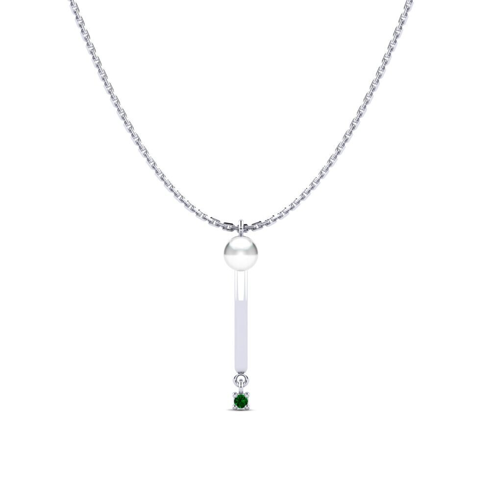950 Palladium Grüner Zirkonia Damen halskette Baumanni