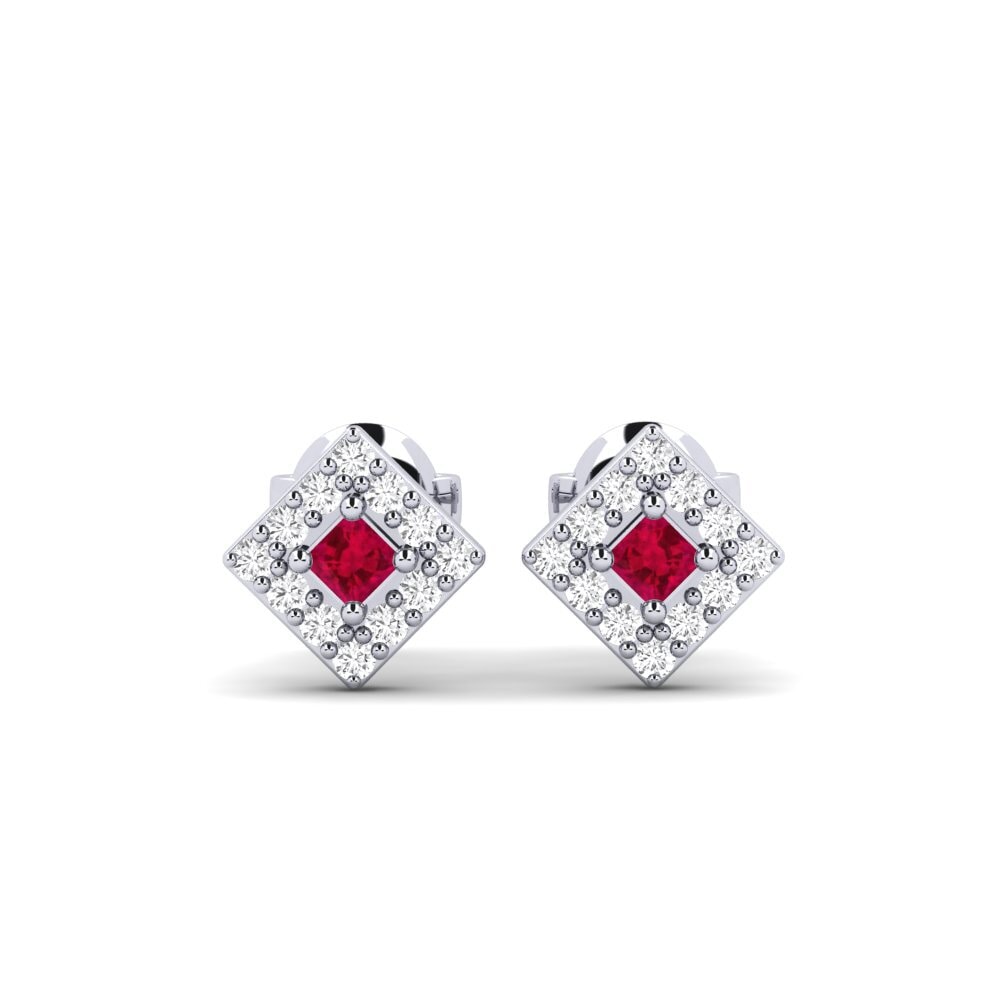 950 Palladium Ruby Women's Earring Duppar