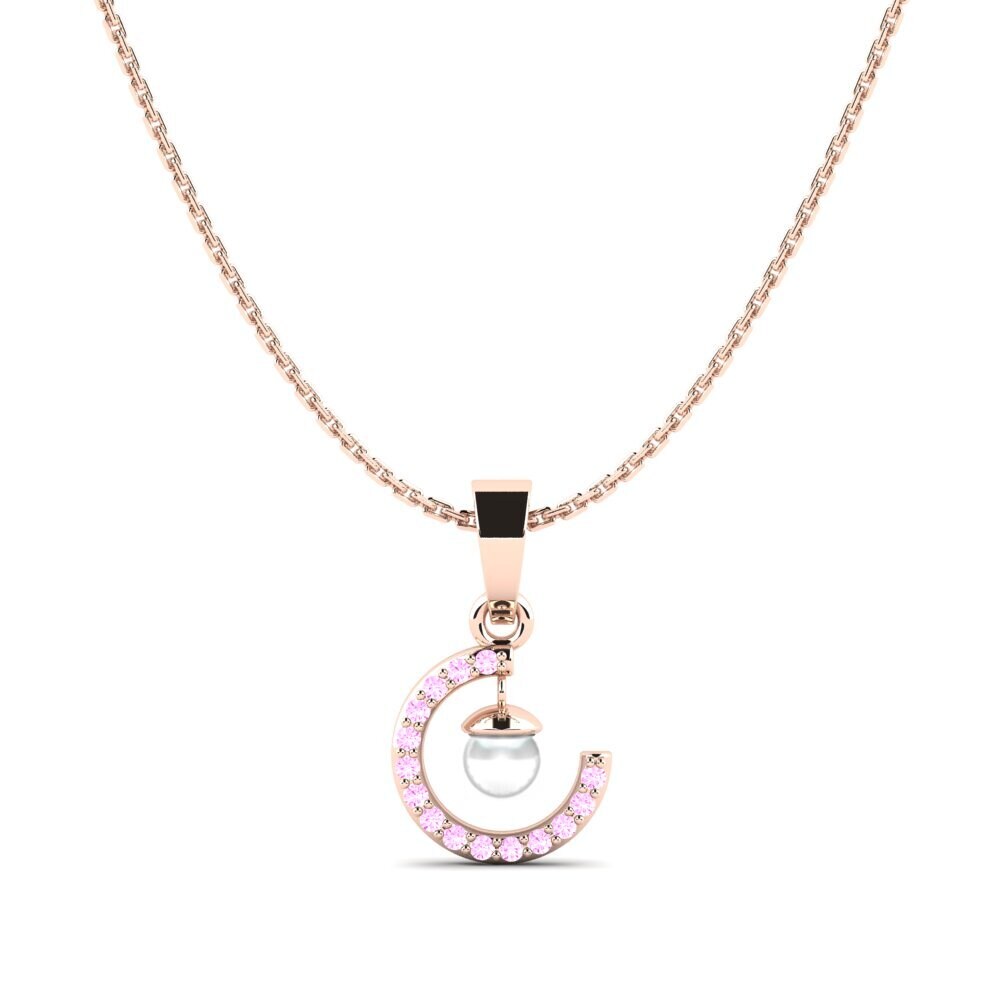 Rotgold 375 Rosa Saphir Damen anhänger Eikenella