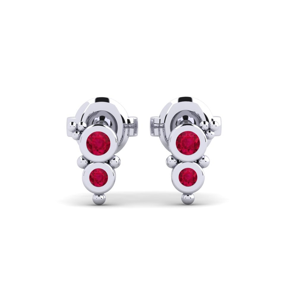 950 Palladium Ruby Women's Earring Ferheng
