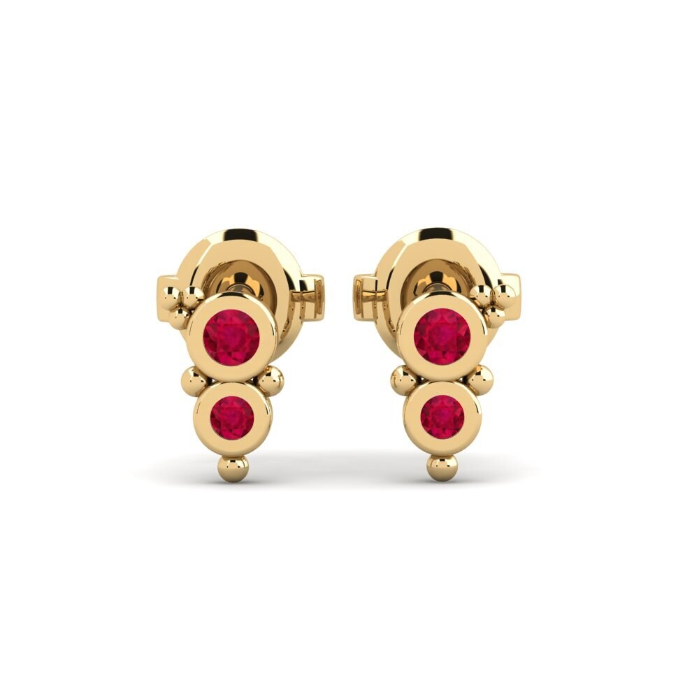 18ct Yellow Gold Ruby Women's Earring Ferheng