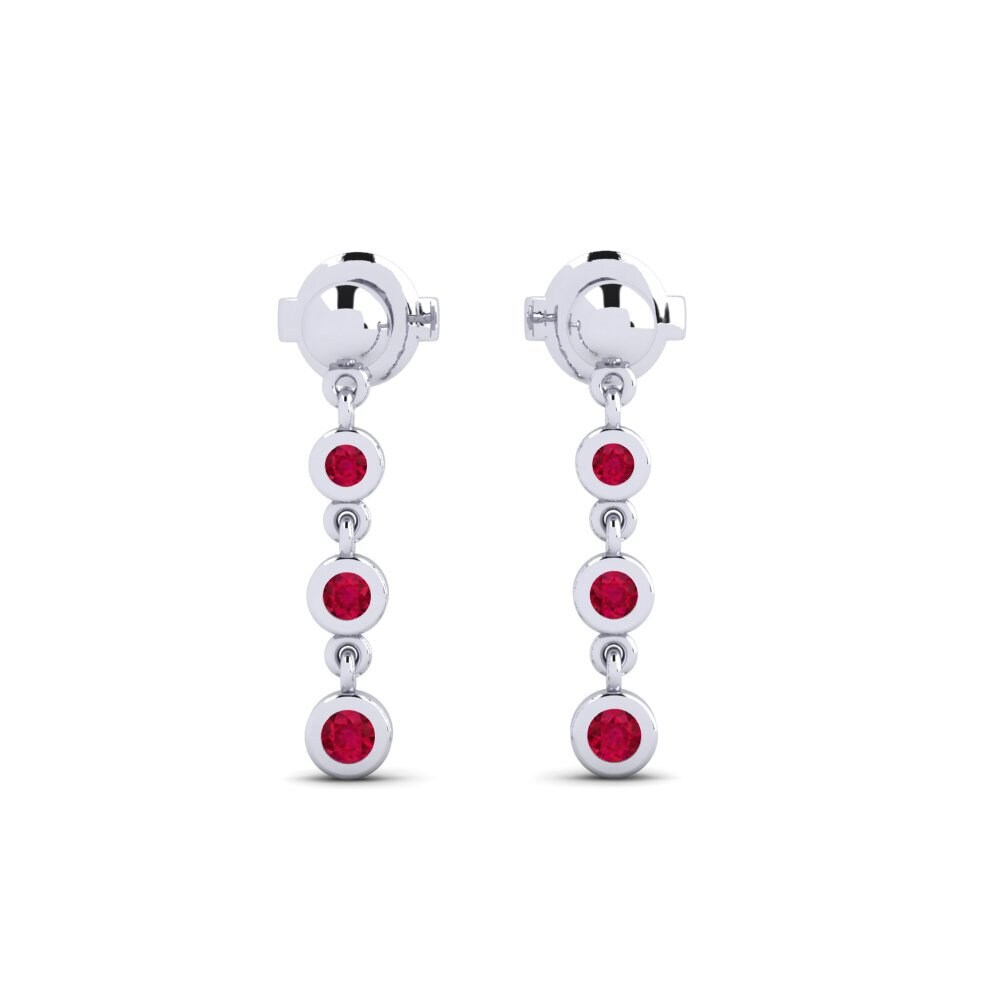 950 Palladium Ruby Women's Earring Filvaki