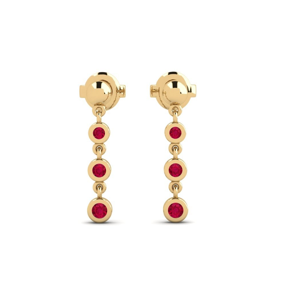 18ct Yellow Gold Ruby Women's Earring Filvaki