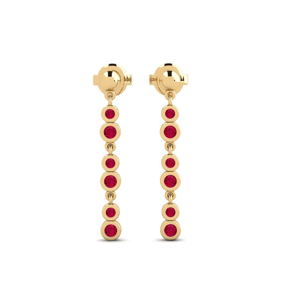 18ct Yellow Gold Ruby Women's Earring Fimabad