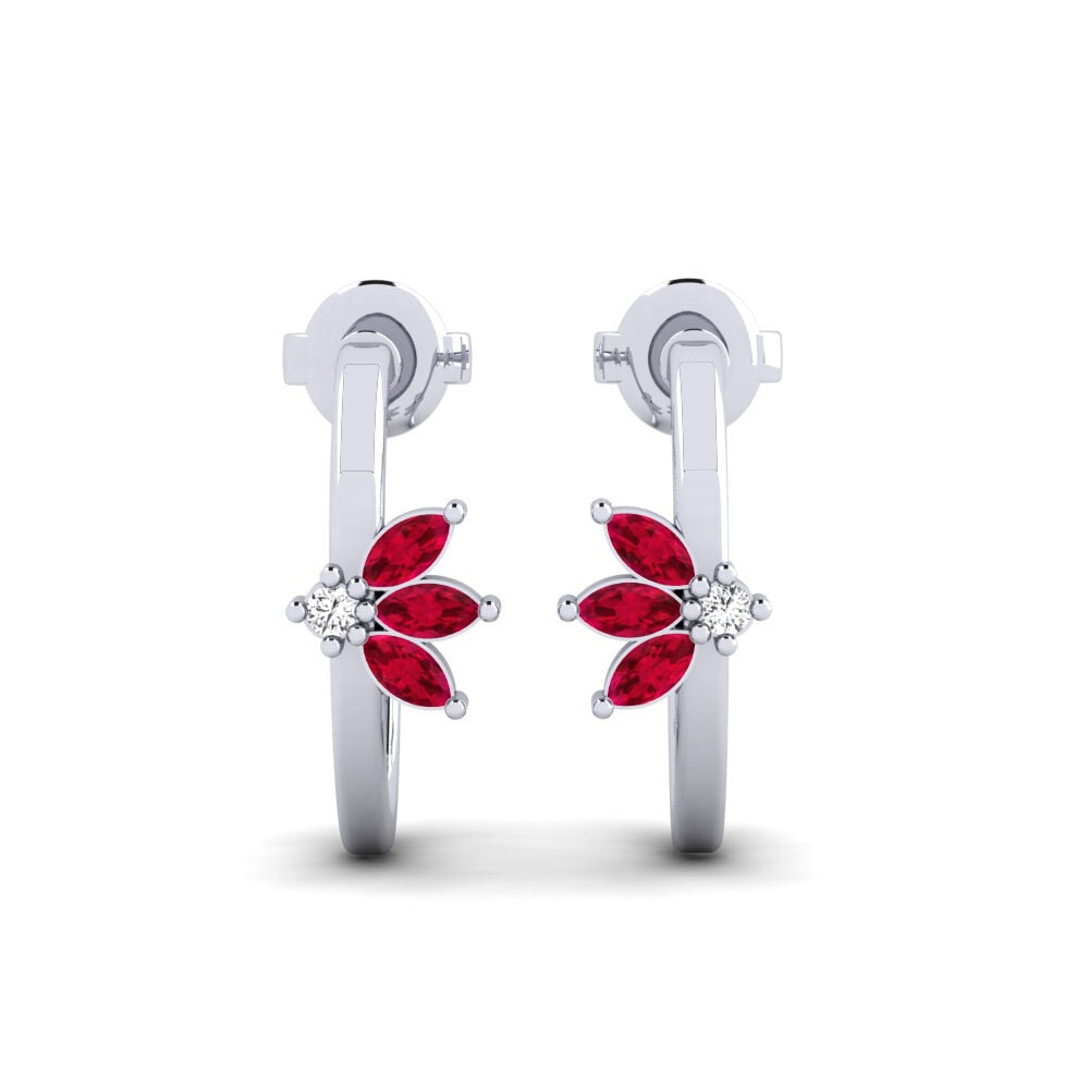950 Palladium Ruby Women's Earring Garyshker