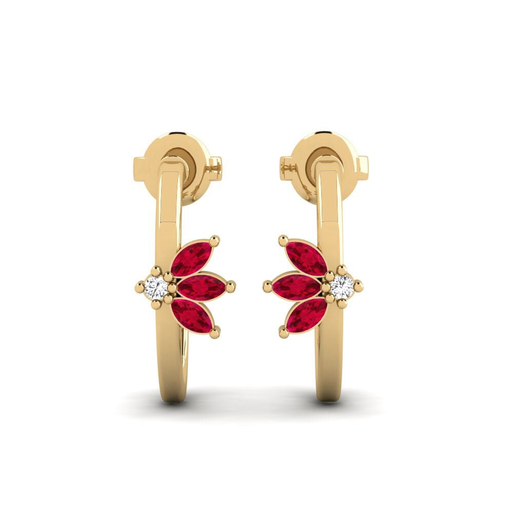 18ct Yellow Gold Ruby Women's Earring Garyshker