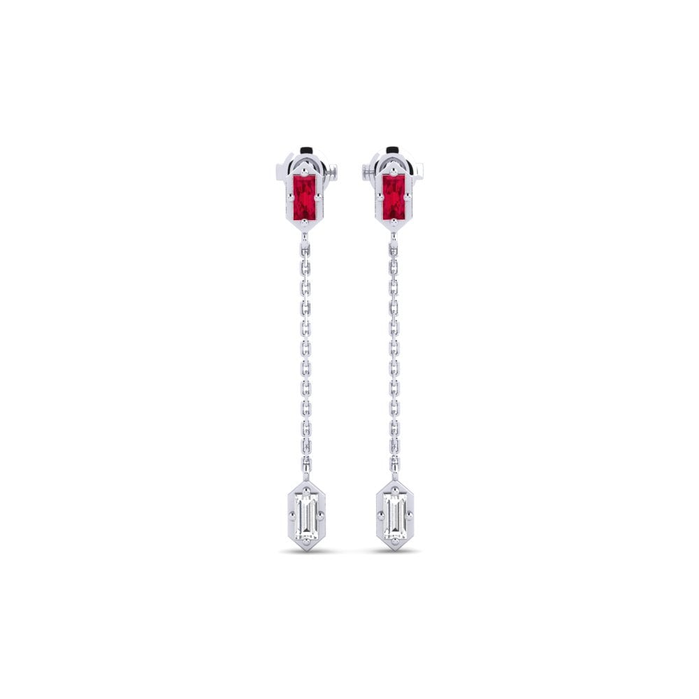 950 Palladium Ruby Women's Earring Jaslara