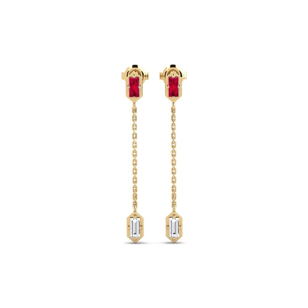 18ct Yellow Gold Ruby Women's Earring Jaslara