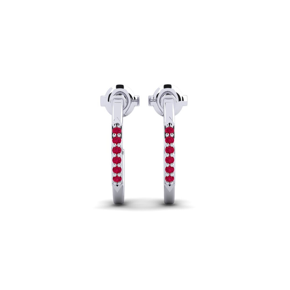 950 Palladium Ruby Women's Earring Juldyz
