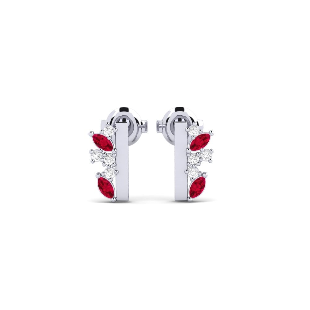 950 Palladium Ruby Women's Earring Jultelke