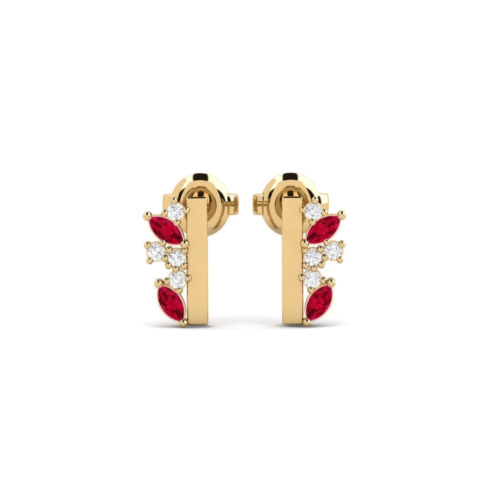 18ct Yellow Gold Ruby Women's Earring Jultelke