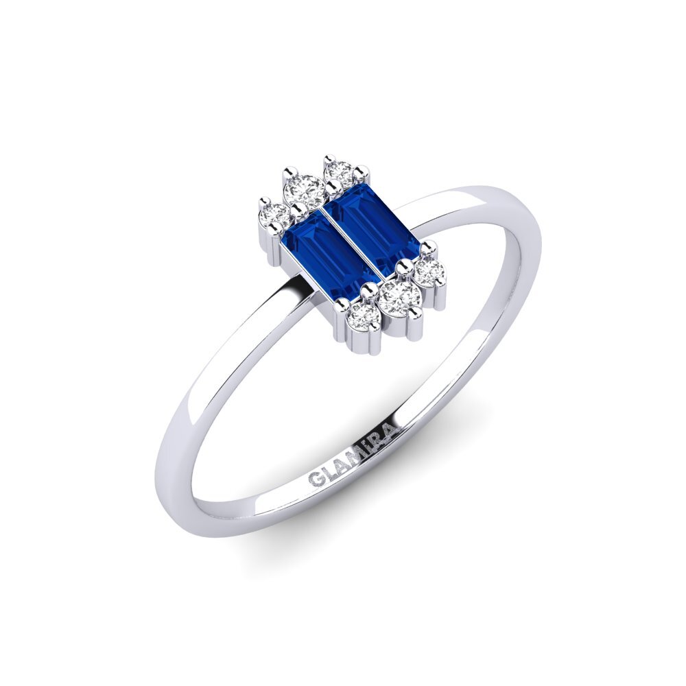 950 Platinum Dark Blue Zirconia Ring Metlika