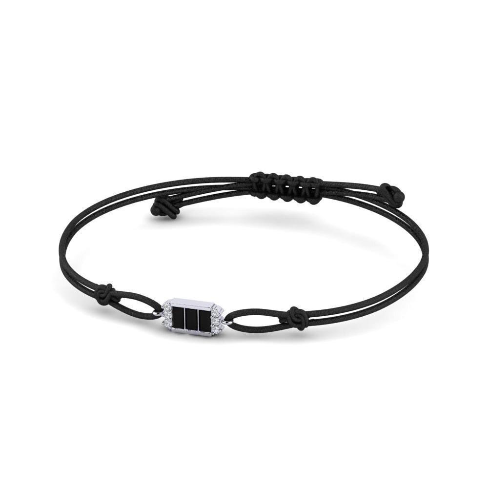 950 Palladium Black Sapphire Cord Bracelet Saman