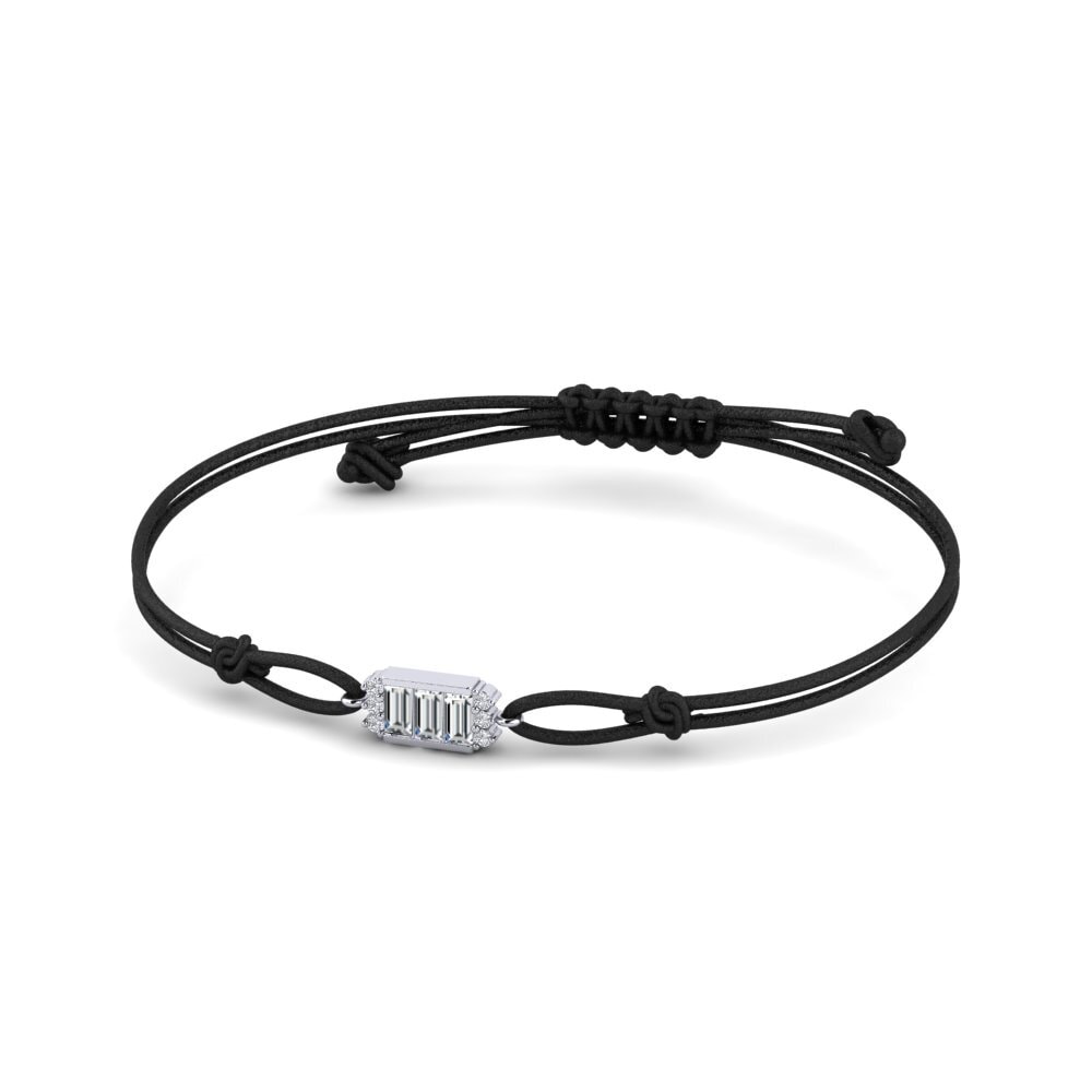 Platino Circonita Pulsera de cordón Saman