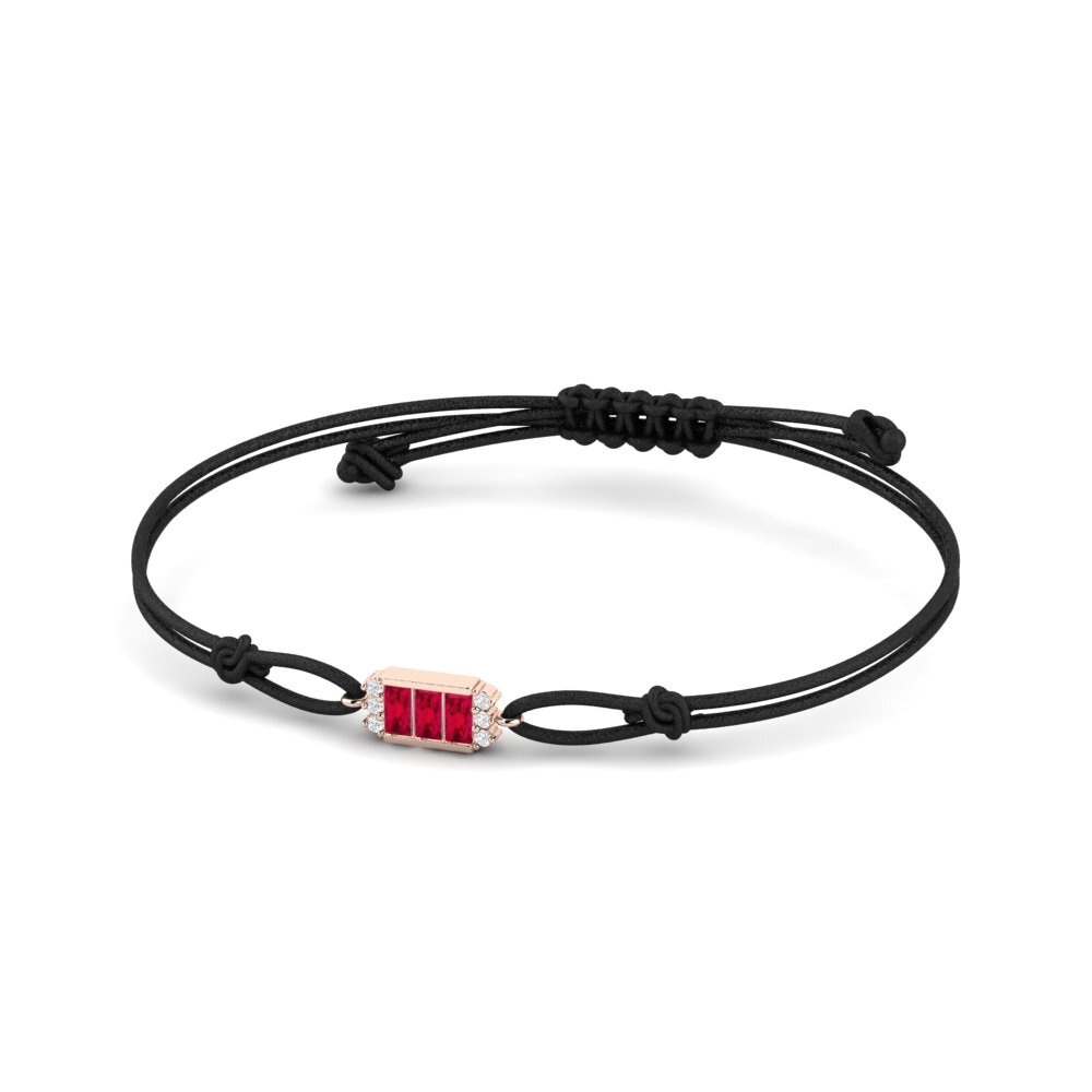 14ct Rose Gold Ruby Cord Bracelet Saman