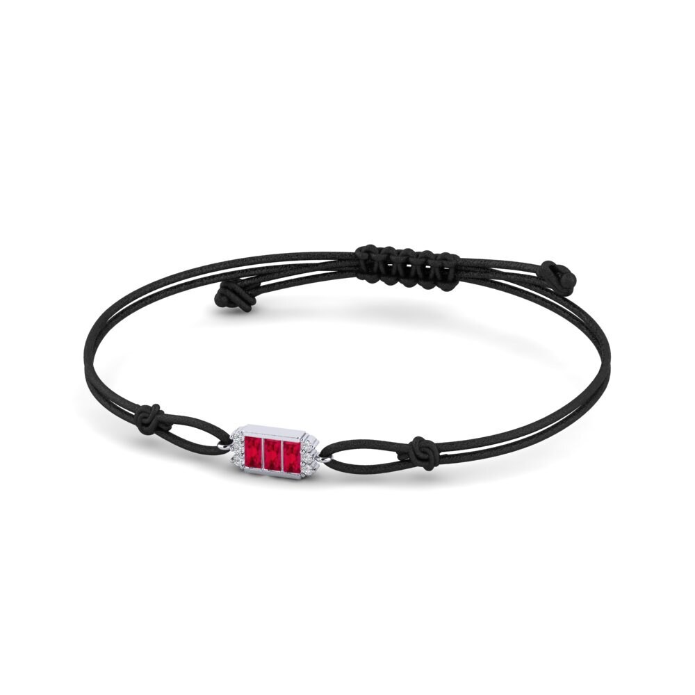 950 Platinum Ruby Cord Bracelet Saman