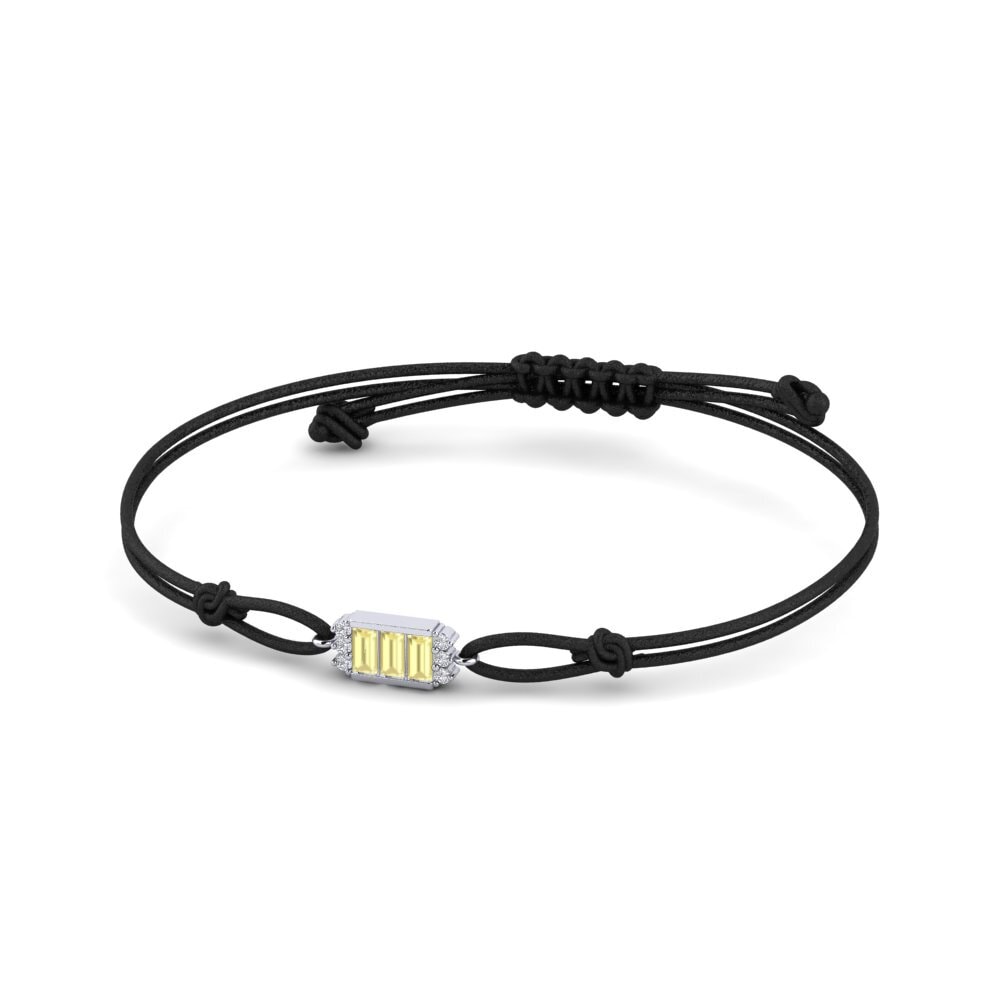 950 Platinum Yellow Sapphire Cord Bracelet Saman