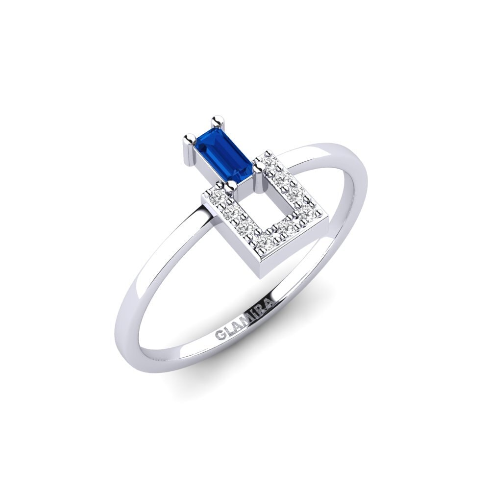 950 Platinum Dark Blue Zirconia Ring Scrabster