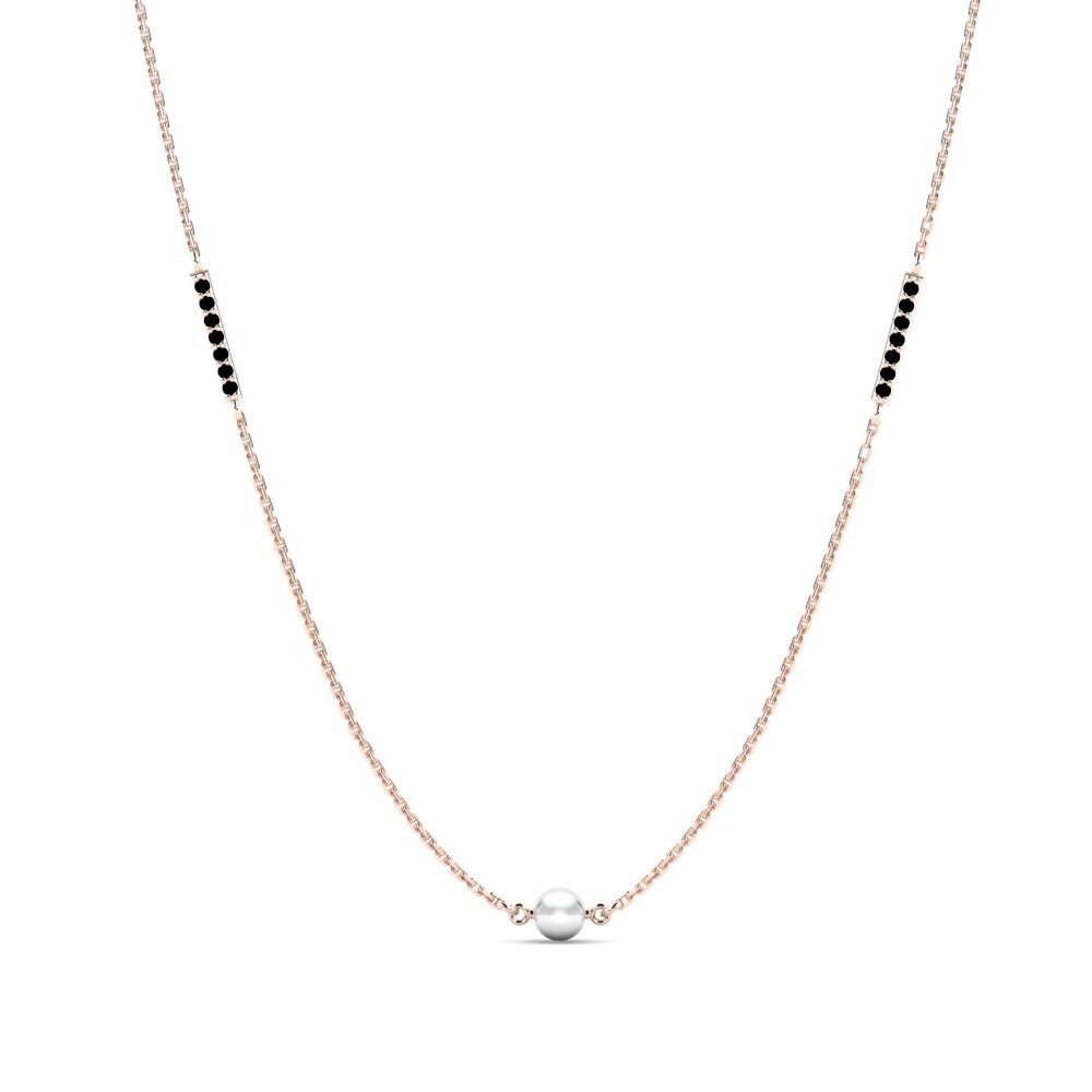 Rotgold 375 Schwarzer Onyx Damen halskette Serrati