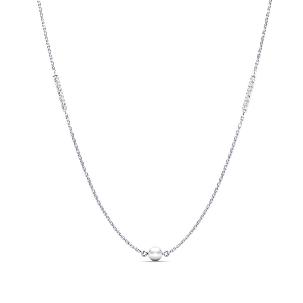 White Silver Moissanite Women's Necklace Serrati