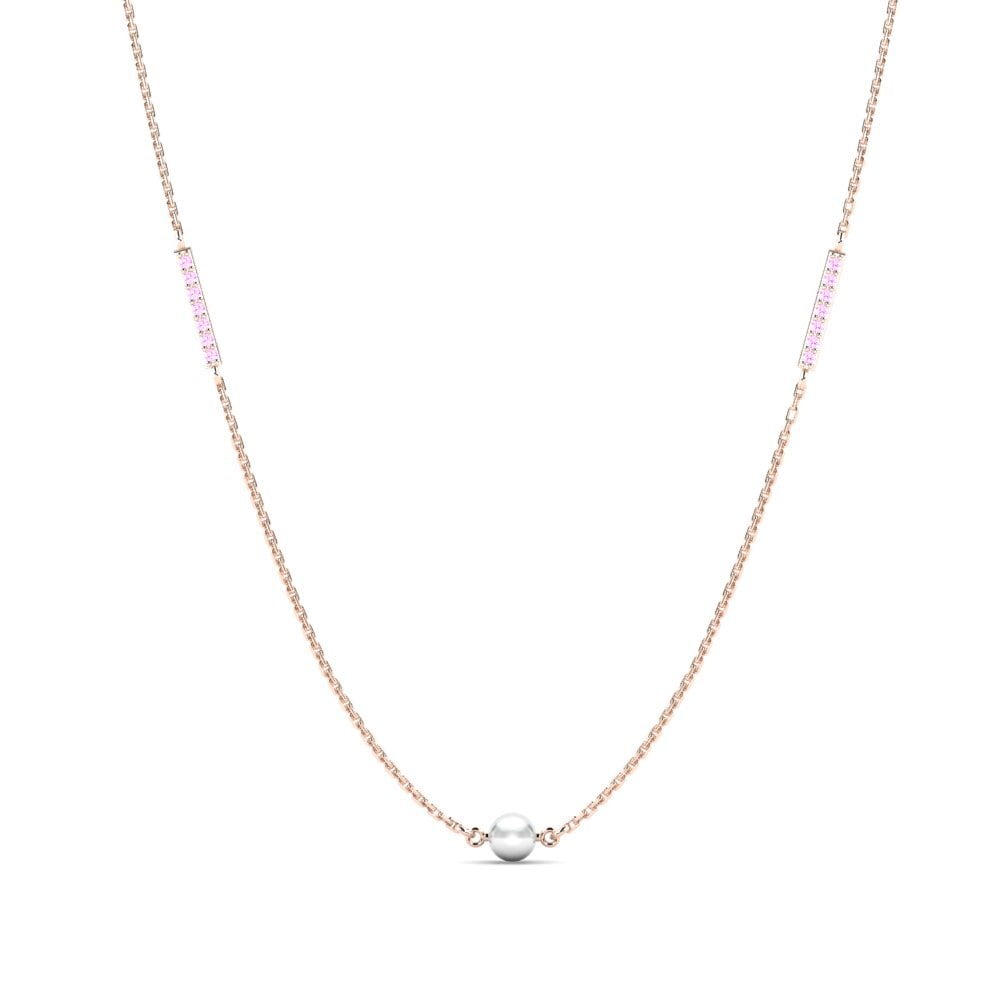 Rotgold 375 Rosa Saphir Damen halskette Serrati