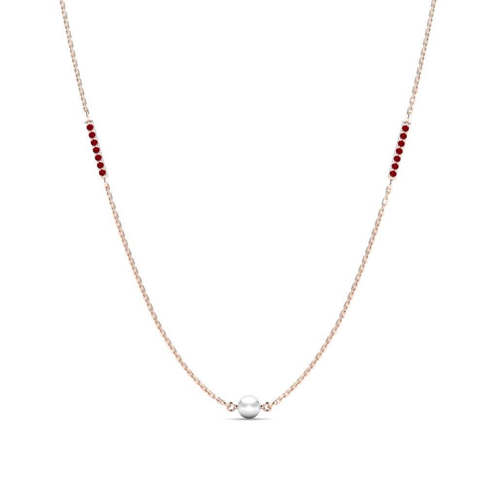 Rotgold 375 Roter Zirkonia Damen halskette Serrati