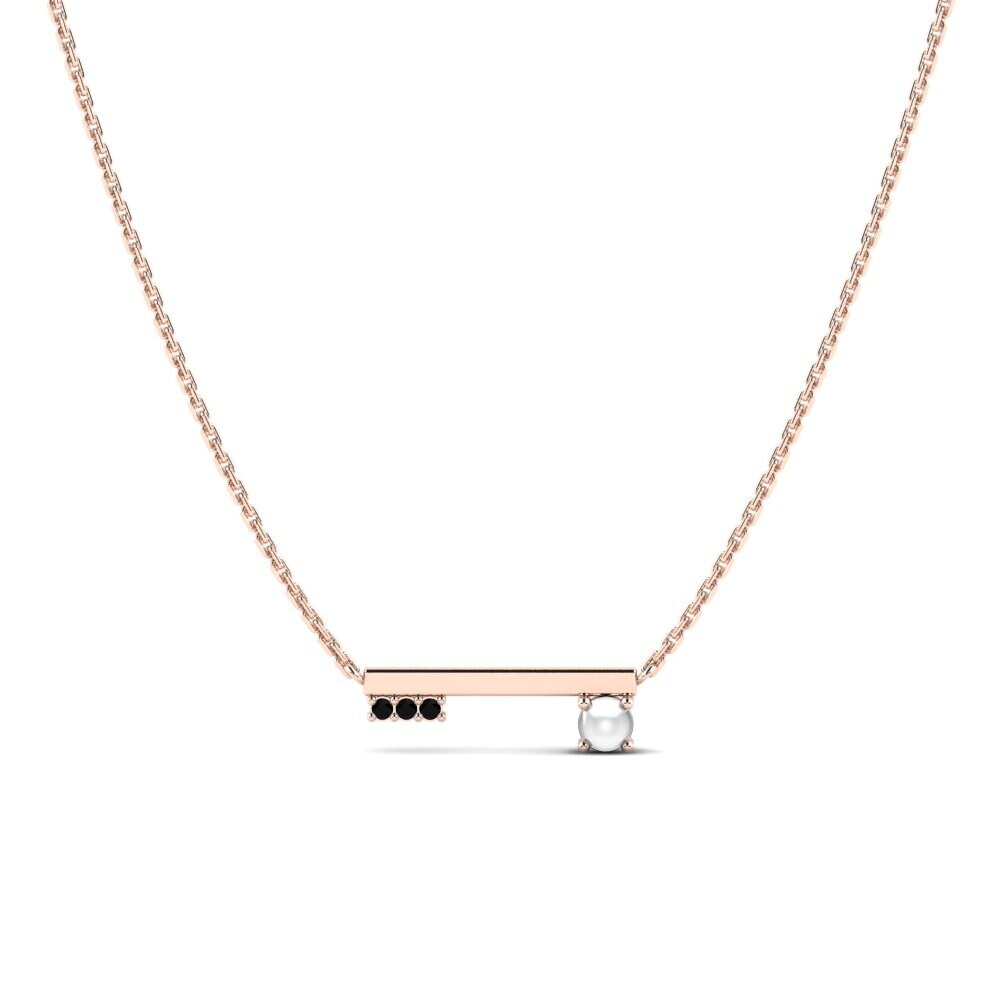 Rotgold 375 Schwarzer Onyx Damen halskette Streptomy