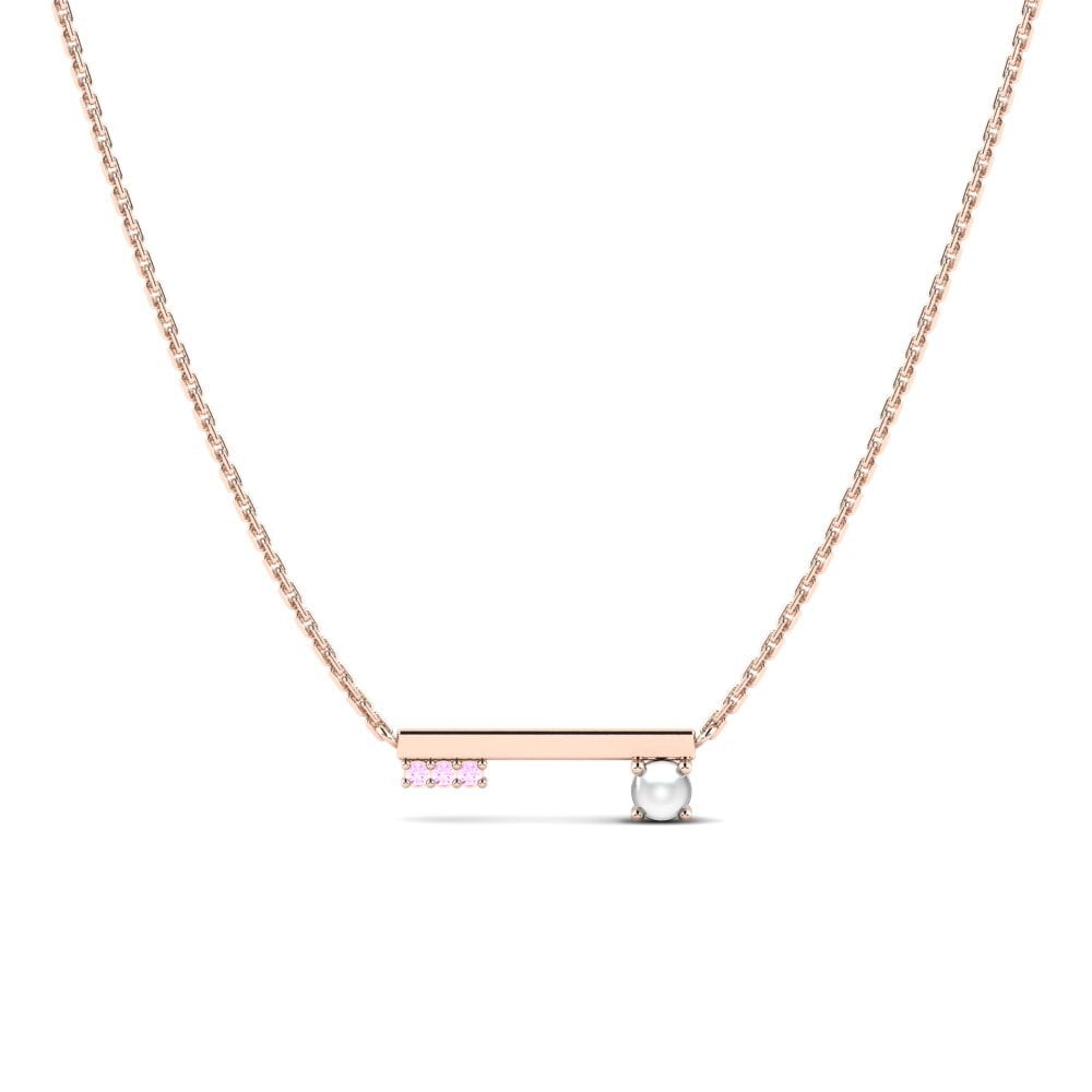 Rotgold 375 Rosa Saphir Damen halskette Streptomy