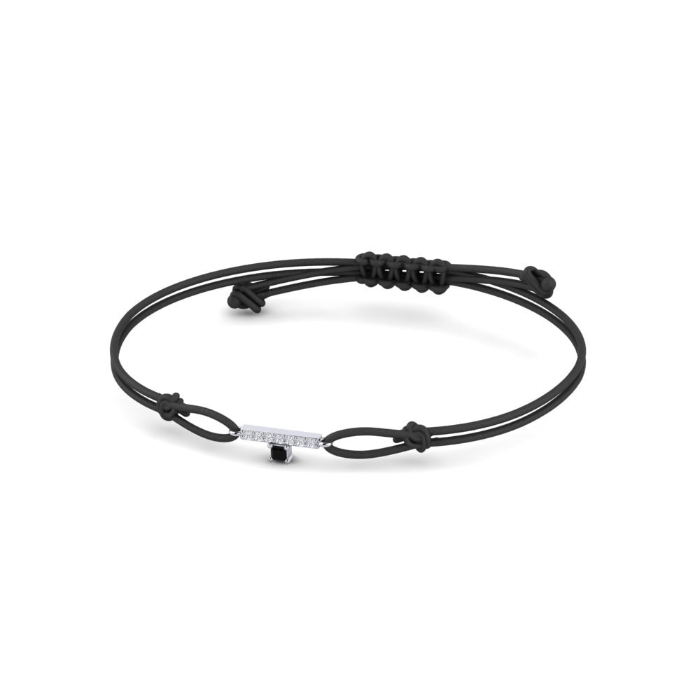 9ct White Gold Black Sapphire Cord Bracelet Swaffham