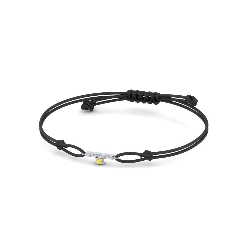 950 Platinum Yellow Sapphire Cord Bracelet Swaffham