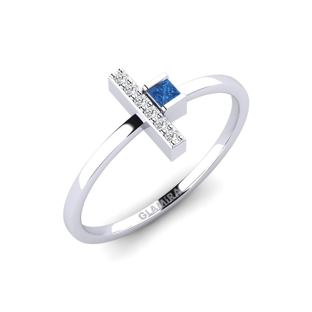 950 Platinum Dark Blue Zirconia Ring Torquay