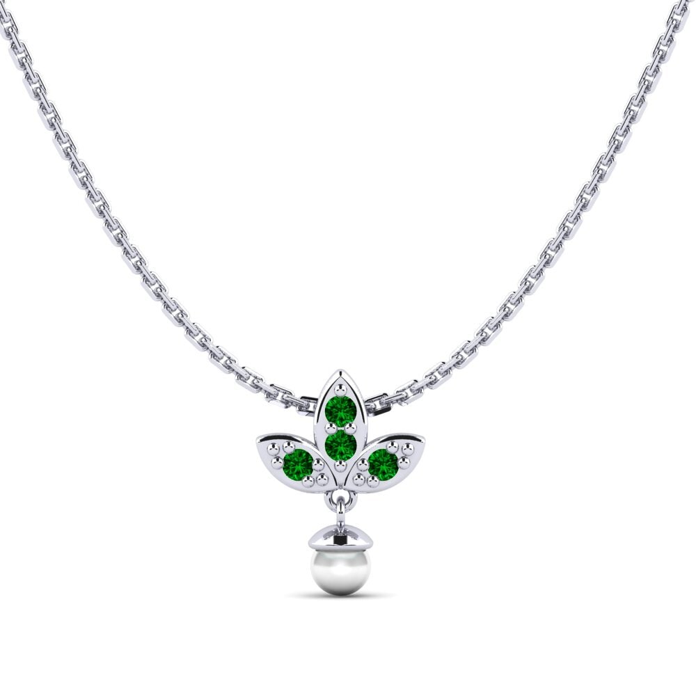 950 Palladium Grüner Zirkonia Damen anhänger Vinelandi