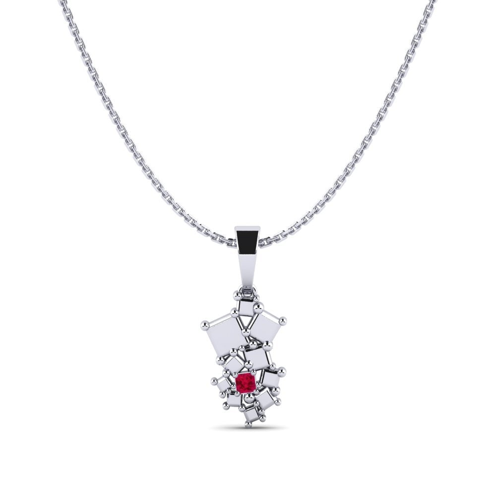 Plata 925 Rubí Colgante de Mujer Camellaire
