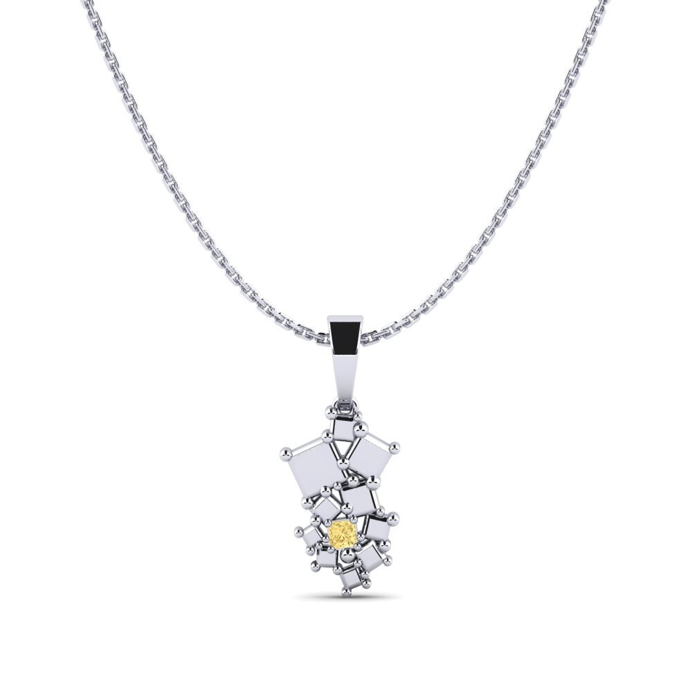 Platino 950 Diamante Amarillo Colgante de Mujer Camellaire