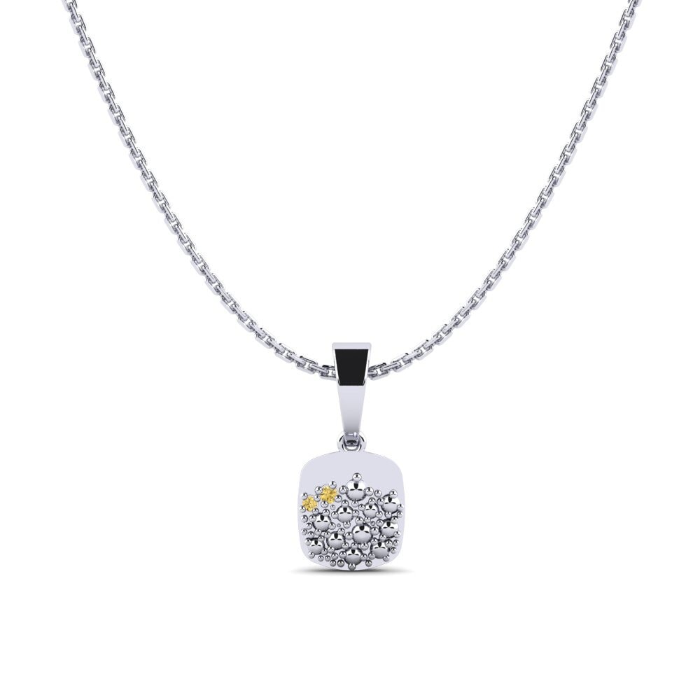 Platino 950 Diamante Amarillo Colgante de Mujer Dafirya