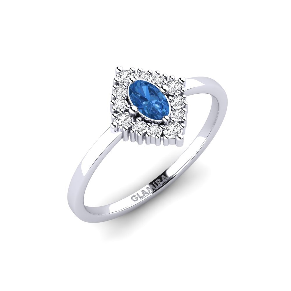 950 Platinum Dark Blue Zirconia Ring Elowen