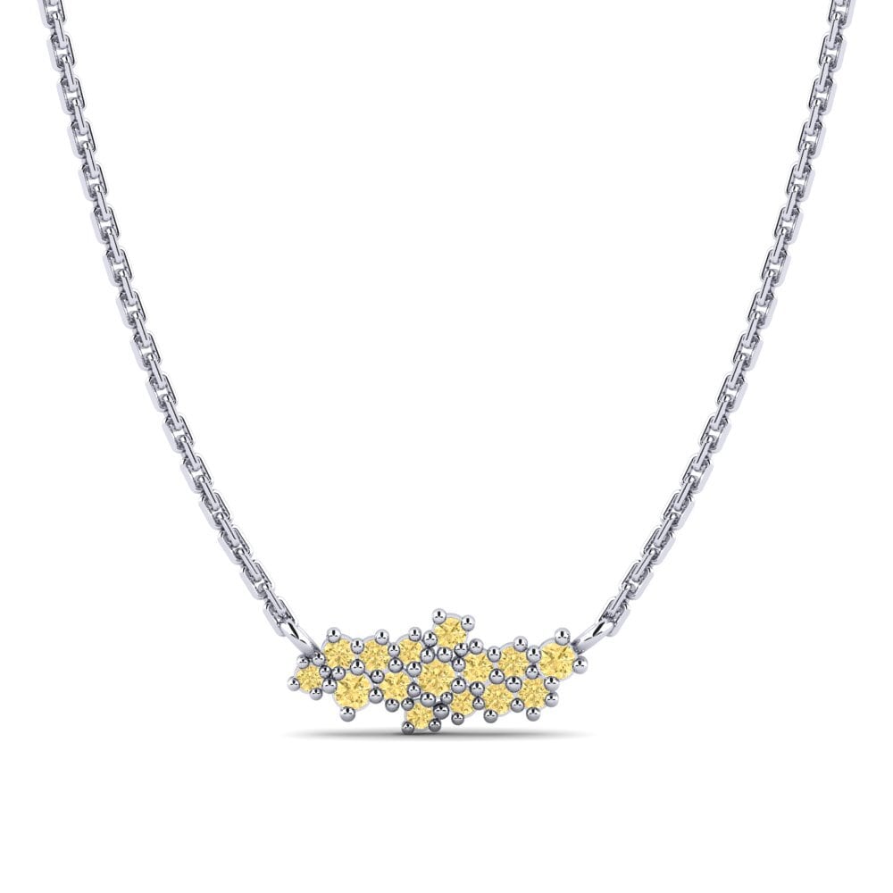 Platino 950 Diamante Amarillo Collar de Mujer Elvare