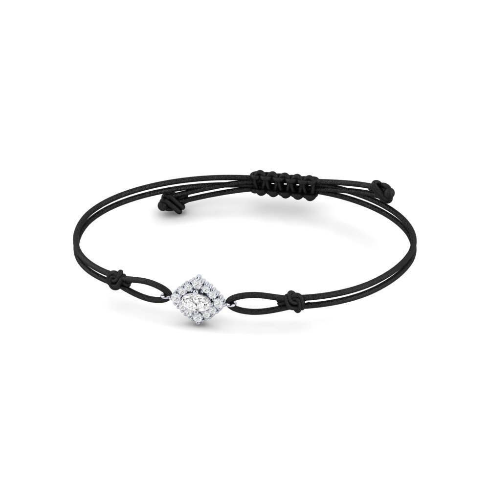 White Silver Oval Cord Bracelet Glowband