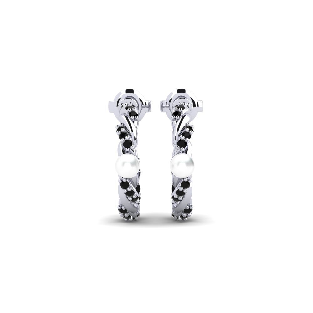 14ct White Gold Black Diamond Women's Earring Guate