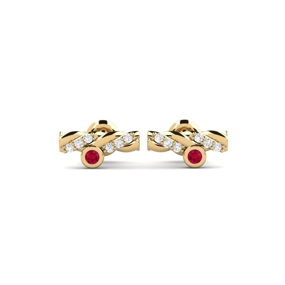 18ct Yellow Gold Ruby Women's Earring Havakin