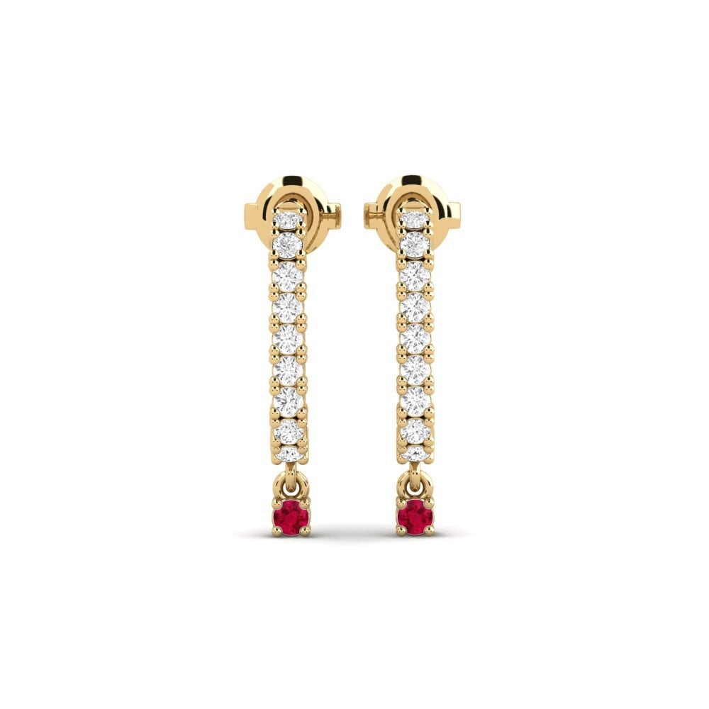 18ct Yellow Gold Ruby Women's Earring Henshaw