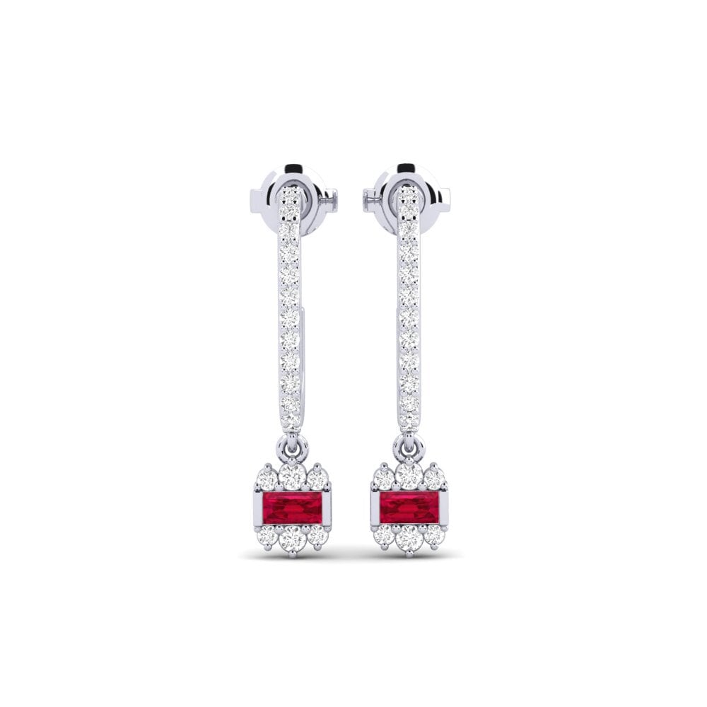 950 Palladium Ruby Women's Earring Hexham