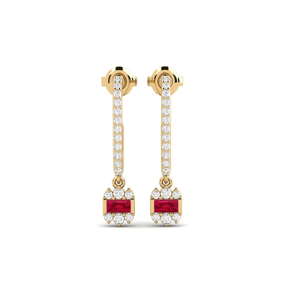 18ct Yellow Gold Ruby Women's Earring Hexham
