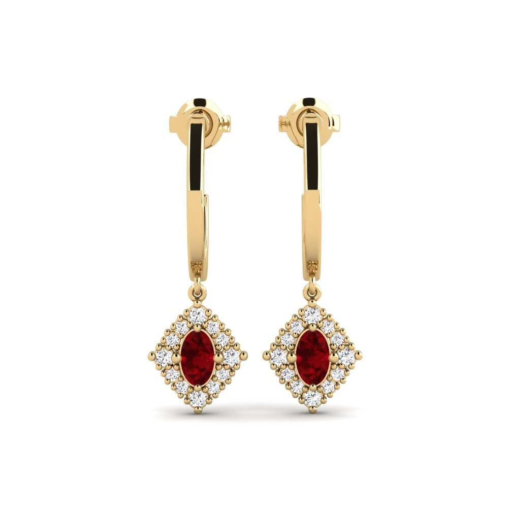 18ct Yellow Gold Ruby Women's Earring Hush